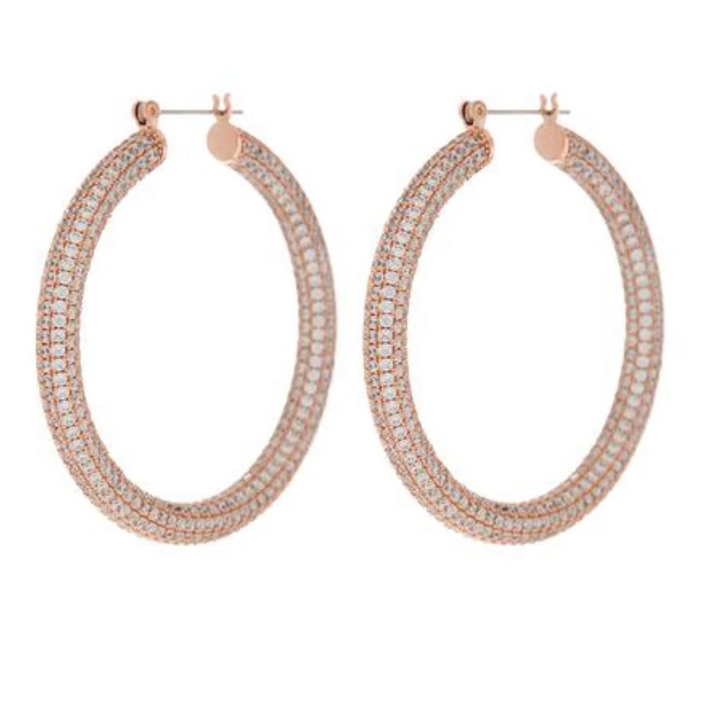 Luv Aj Pave Amalfi Hoops Earrings Rose Gold- Large size